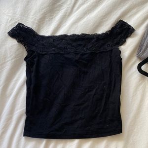 Black off shoulder crop